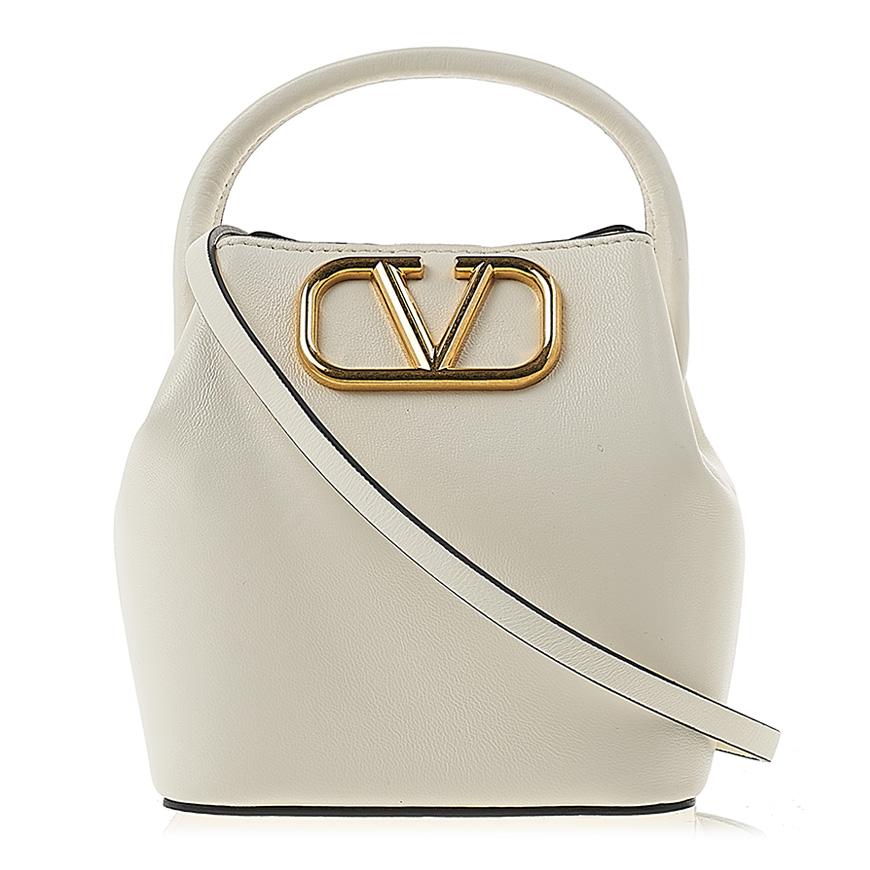 VALENTINO VLogo Micro Bucket Bag Leather Shoulder Bag Black