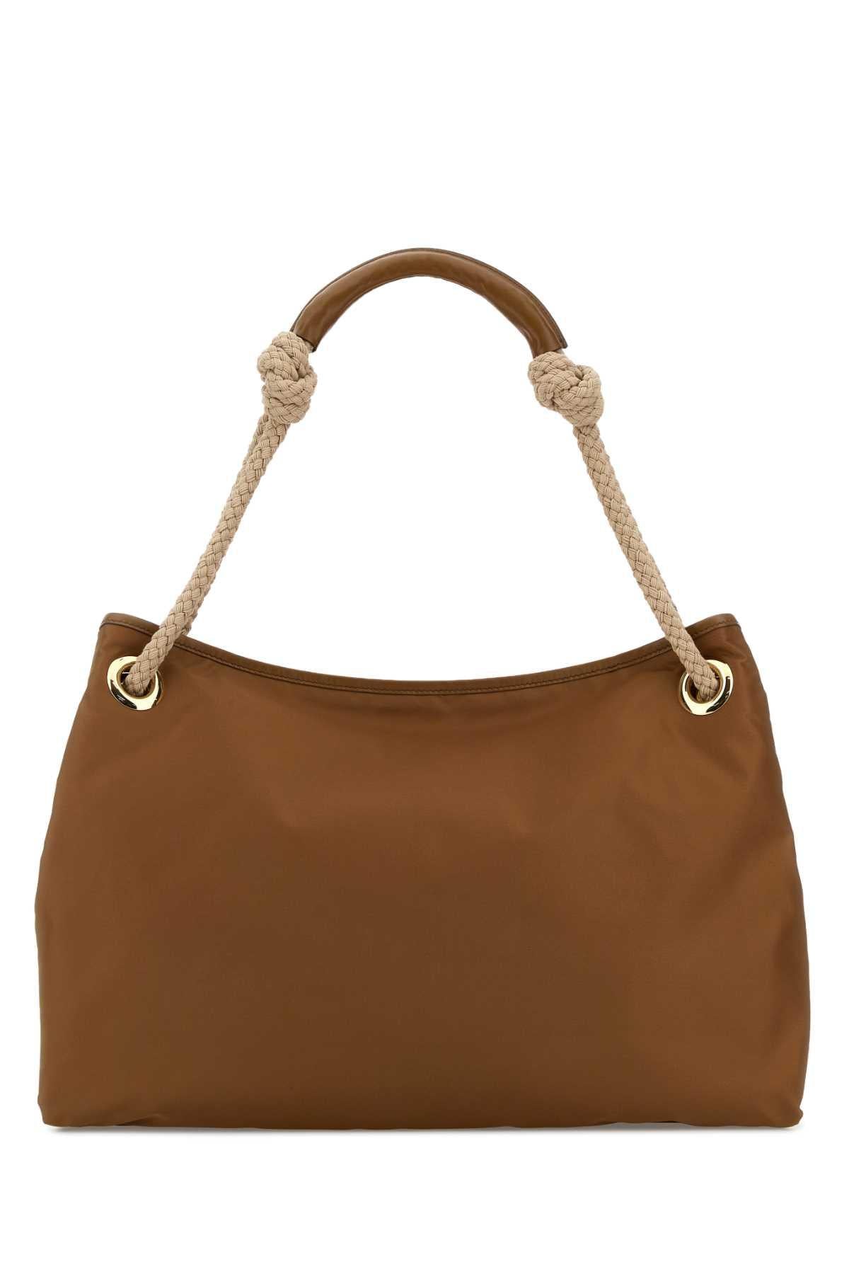 PRADA Leather Shoulder Bag Brown