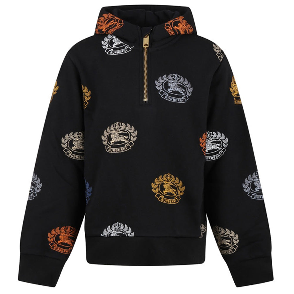 BURBERRY Women’s Half-Zip Hoodie Black Color Logo