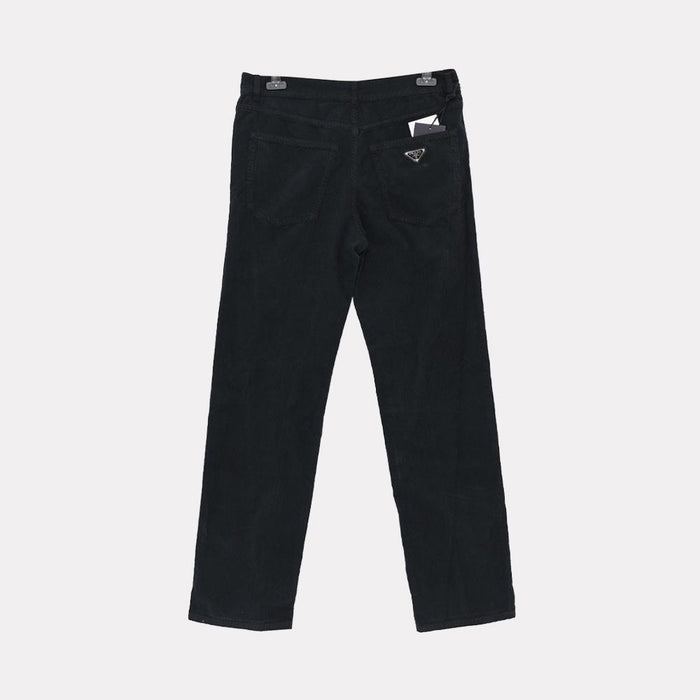 PRADA Triangle Logo 5-Pocket Corduroy Men’s Classic Pants Black