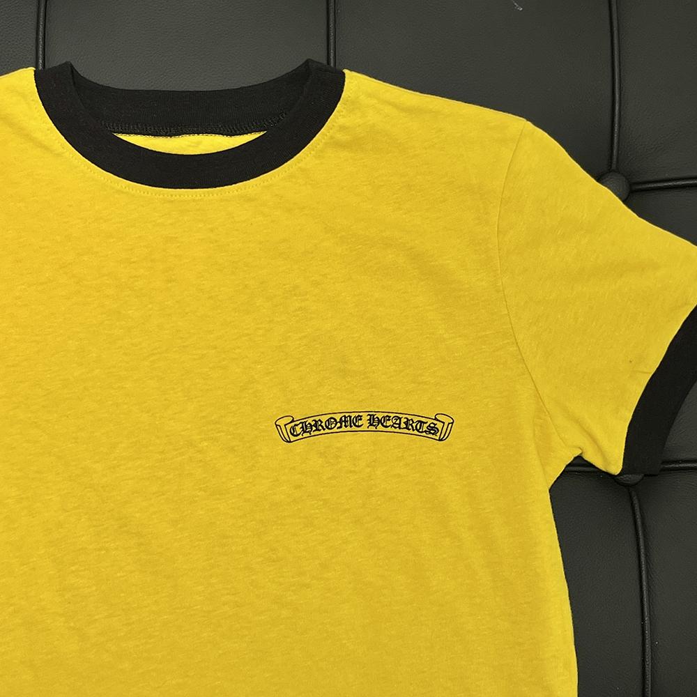 Chrome Hearts Horseshoe Roller Skate Ringer Short Sleeve T-Shirt Yellow Black