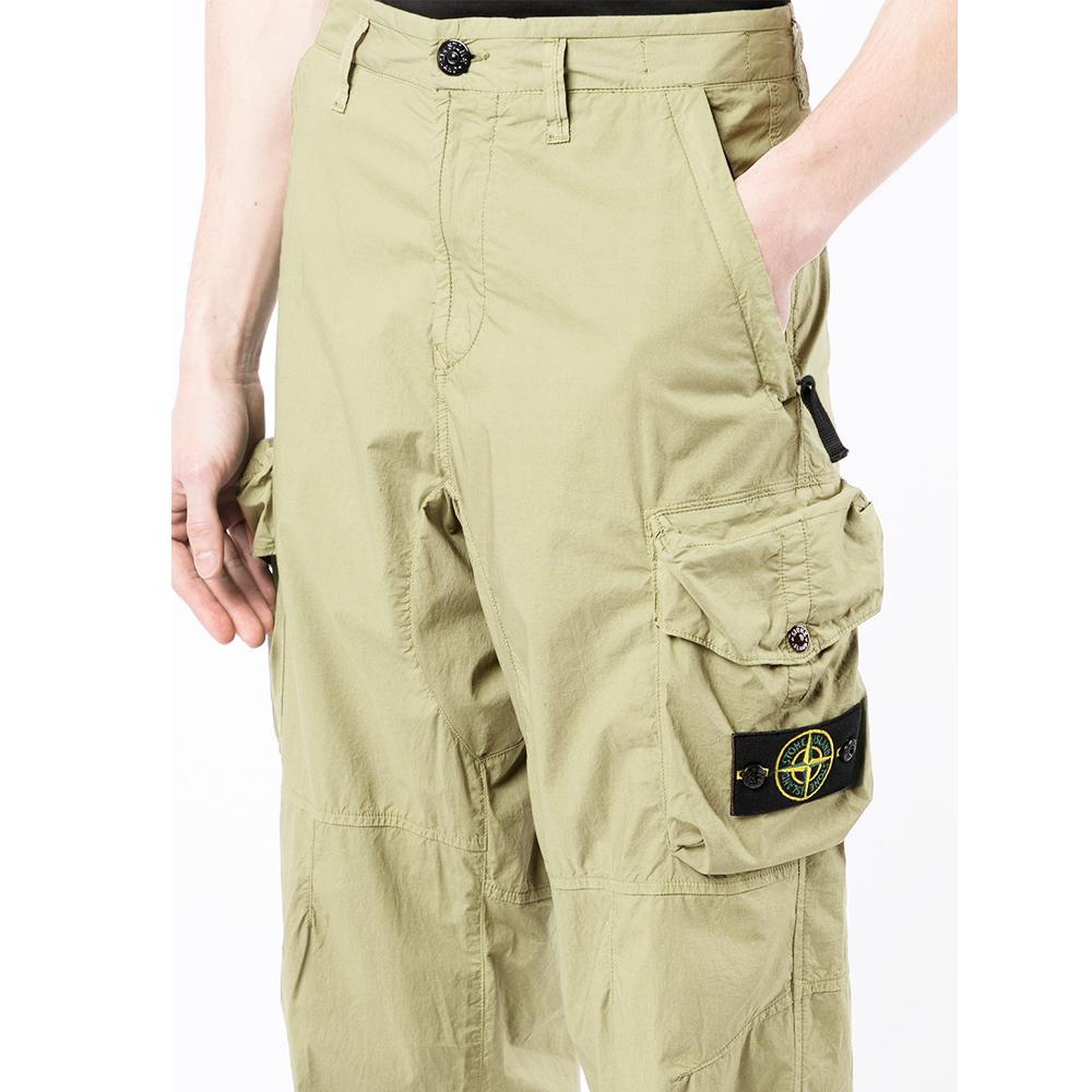 STONE ISLAND Beige Cargo Trousers with Patch Logo Classic Pants