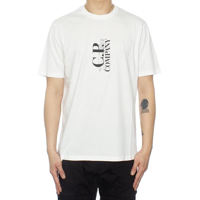 CP Company Vertical Logo Cotton T-Shirt White Men’s Top