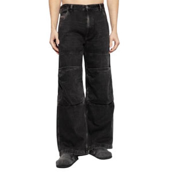 DIESEL DSHIFT Wide Vintage Wash Black Denim Pants Unisex A17294 09J96