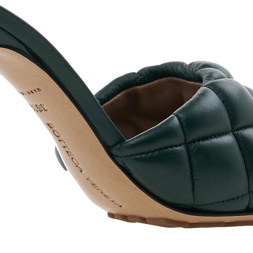 Bottega Veneta Padded Leather Heel Sandals Green Women