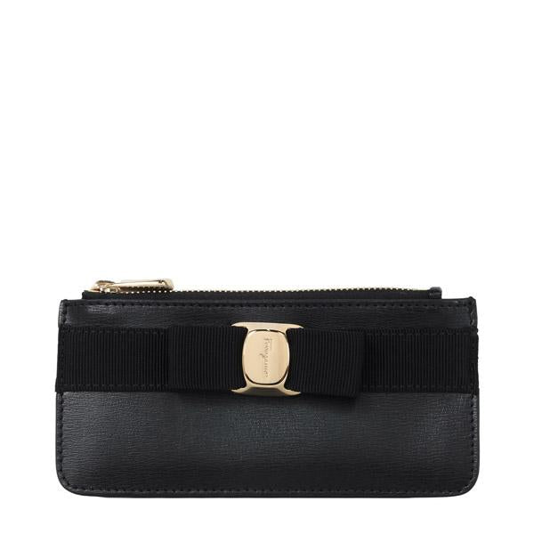 Ferragamo Black Vara Bow Leather Card Holder