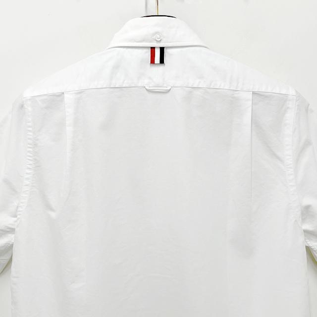 THOM BROWNE Men's Tricolor Grosgrain Trim Short Sleeve Shirt