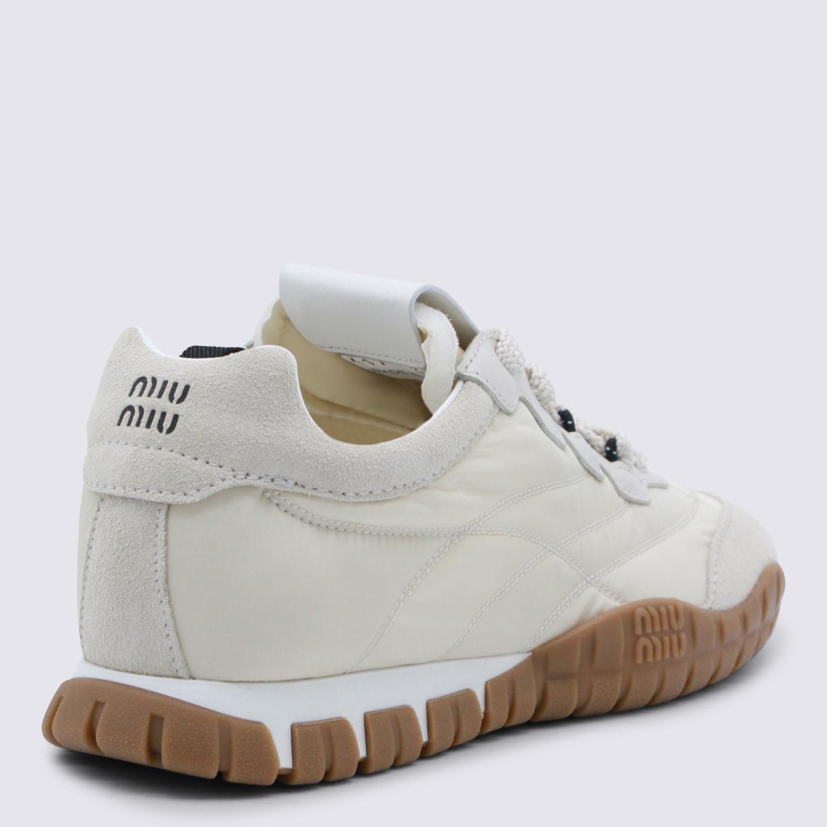 Miu Miu White Leather Low-Top Sneakers