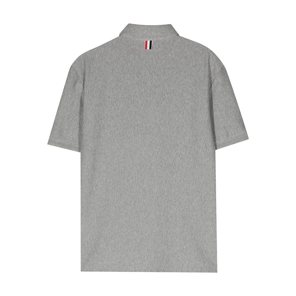 THOM BROWNE RWB Stripe Polo Shirt Mid Grey Men’s