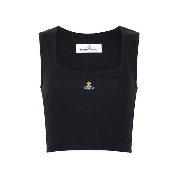 Vivienne Westwood Black ORB Logo Crop Sleeveless T-Shirt