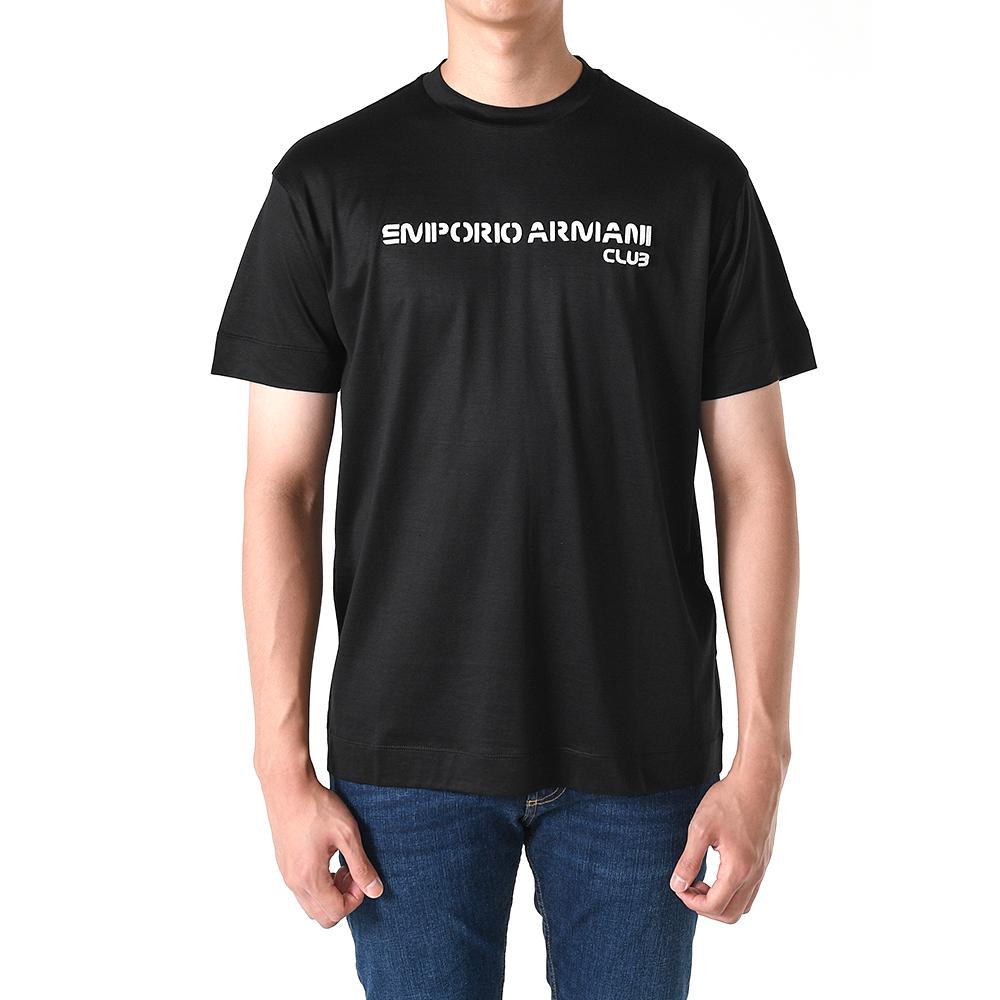Emporio Armani Embossed Logo Lyocell-Cotton Short Sleeve T-Shirt Black