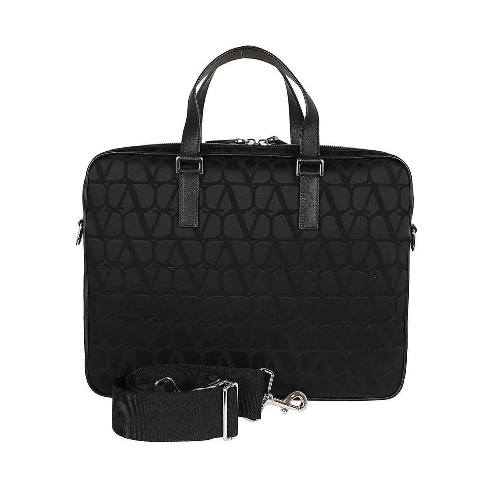 VALENTINO Iconographe Leather Briefcase Black
