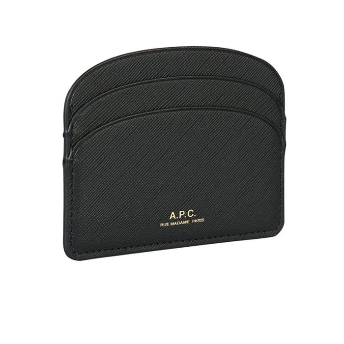 A.P.C. Saffiano Demi-Lune Leather Card Holder Black
