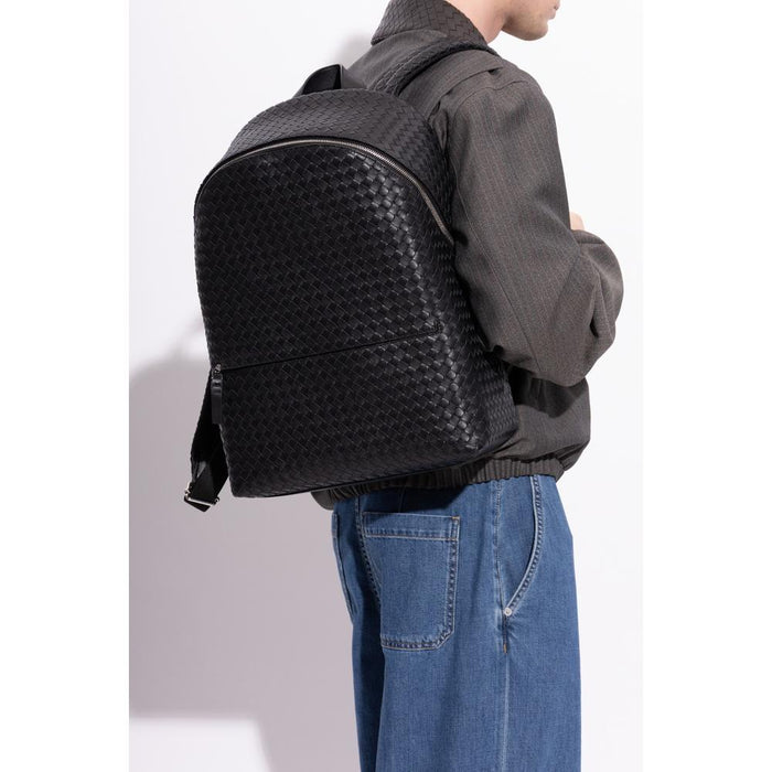 Bottega Veneta Intrecciato 1975 Leather Backpack Black