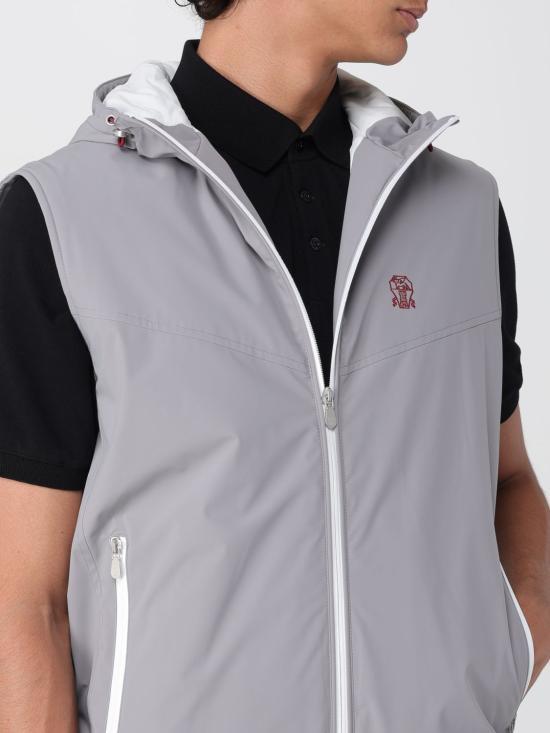 Brunello Cucinelli Membrane Nylon Hooded Down Vest MM49A7432G C1704 GREY DOM