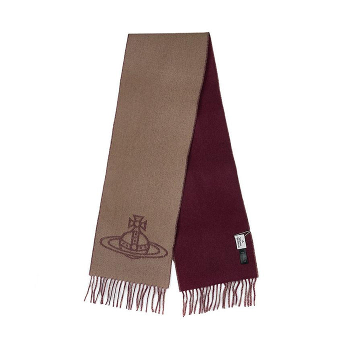 Vivienne Westwood Unisex Reversible ORB Logo Scarf Navy Wool