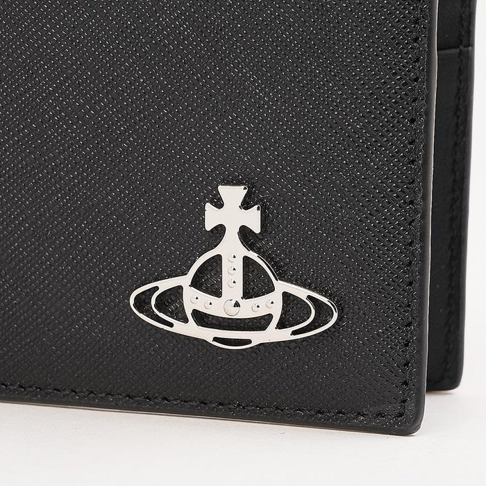 Vivienne Westwood Saffiano Leather Bi-Fold Wallet for Men Black