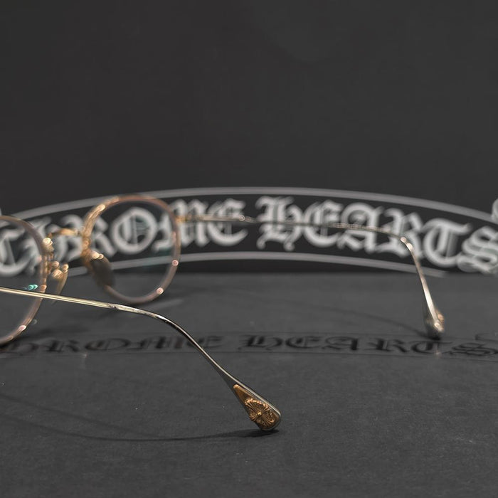 Chrome Hearts Shiny Silver Gold Plated Eyeglasses Unisex
