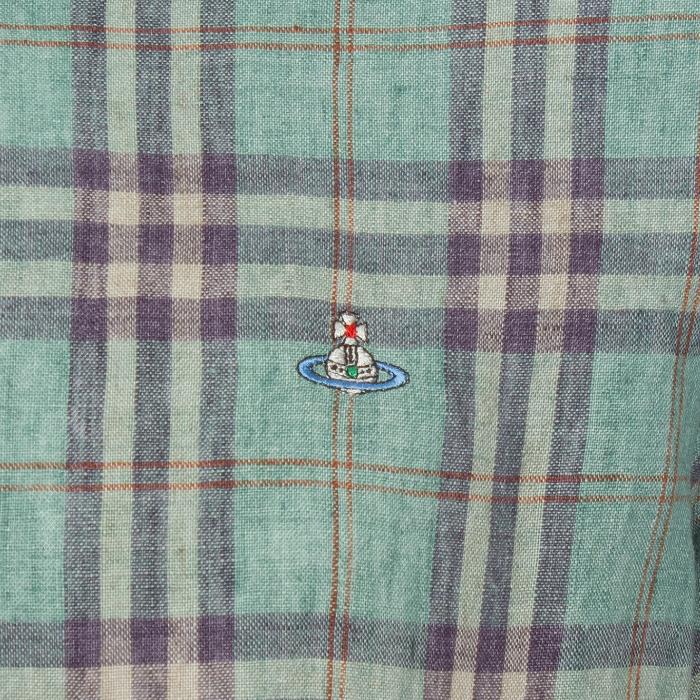 Vivienne Westwood Men’s Check Linen Long Sleeve Shirt S25DL0456