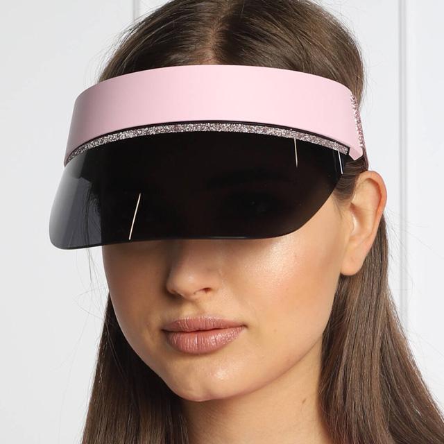 Jimmy Choo Pink Pearl Banded Sun Visor Golf Hiking Sunglasses CALIX 35J