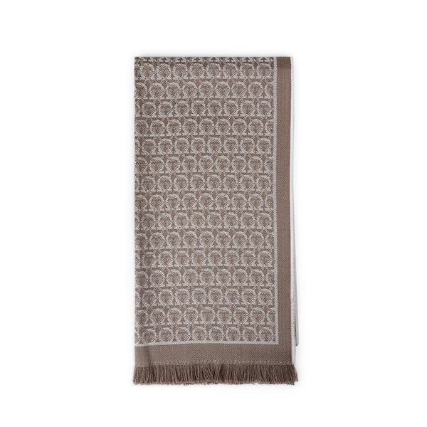 Ferragamo Gancini Jacquard Wool Fringe Scarf for Women 7955 0736640
