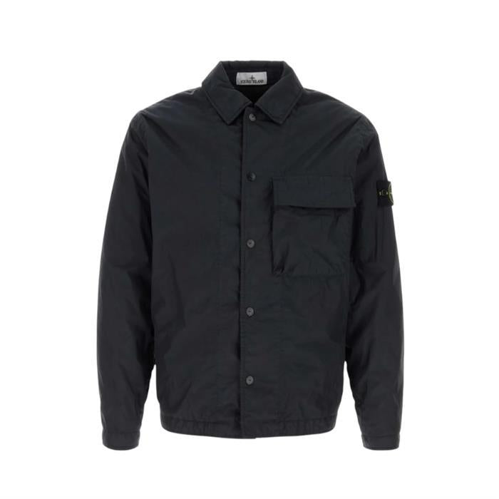 STONE ISLAND Stretch Old Effect Overshirt Down Jacket Black