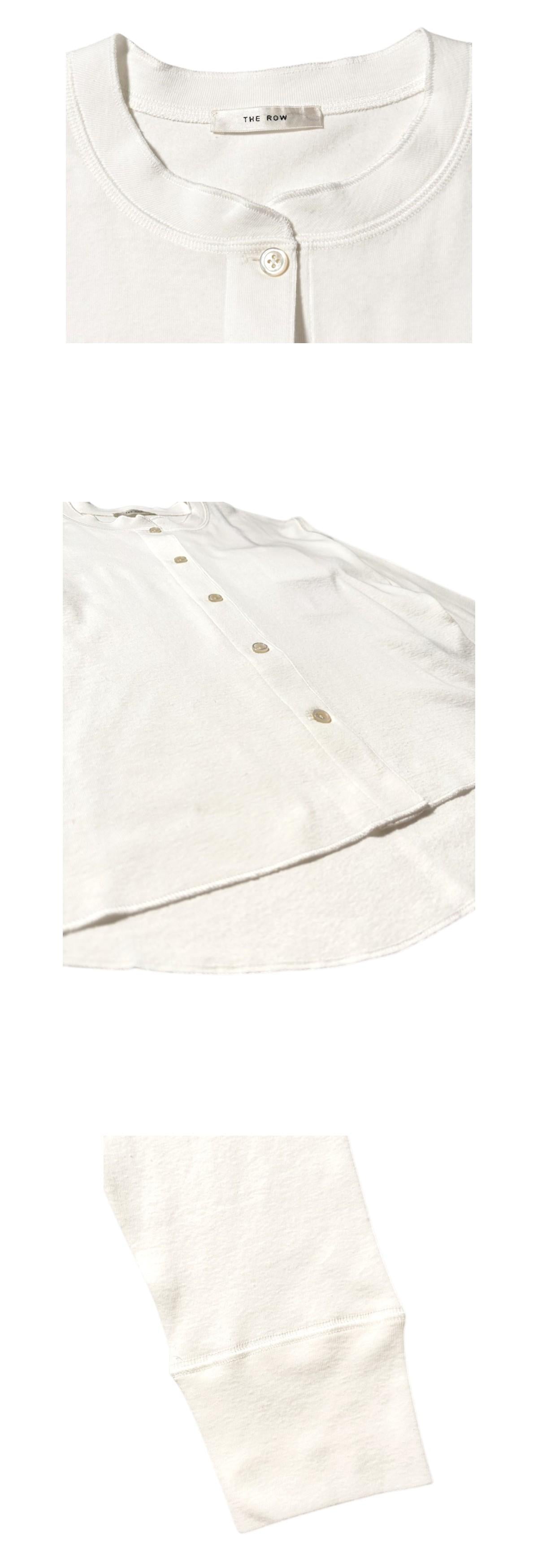 The Row Japanese Cotton Henley Neck T-Shirt White