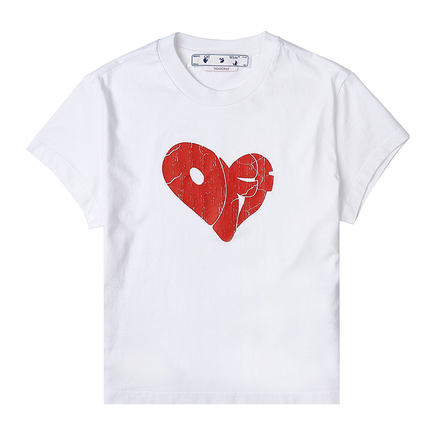 OFF WHITE Heart Logo Print Short Sleeve T-Shirt White