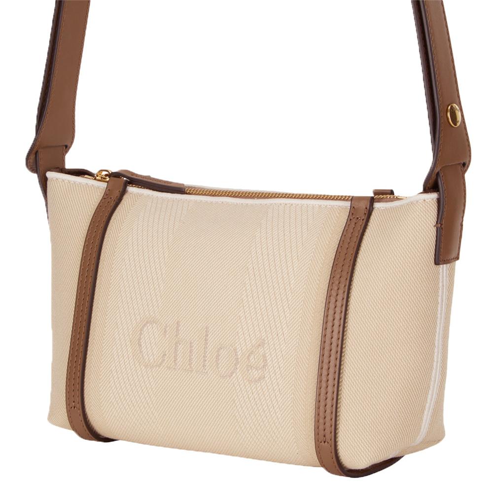 Chloe Cady Logo Embroidered Shoulder Bag Beige CHC25UP566O65 23N