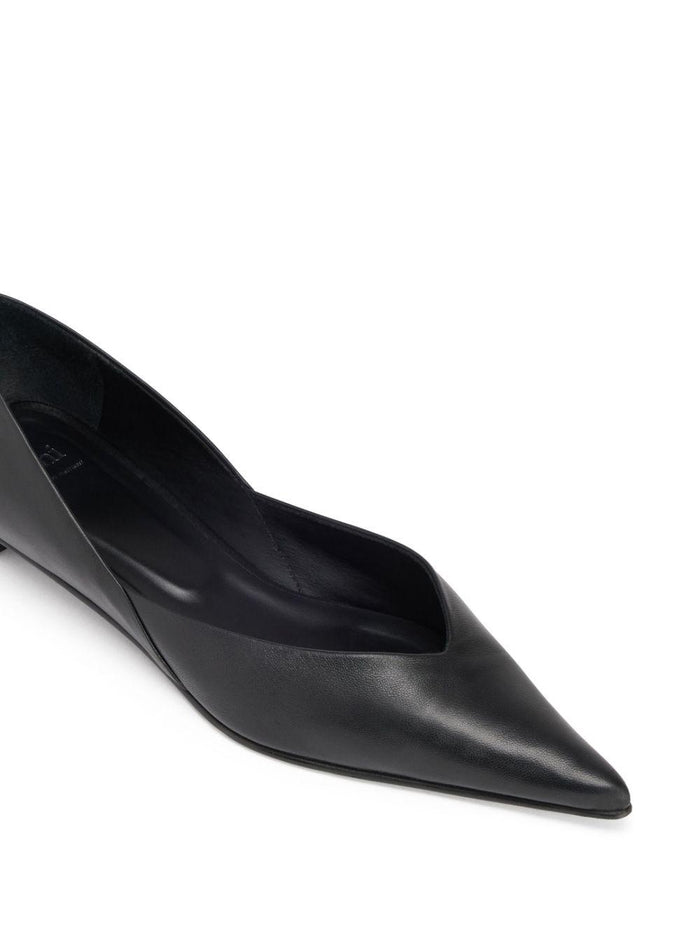 AMI Women’s Pointed Toe Flats Black Leather Shoes