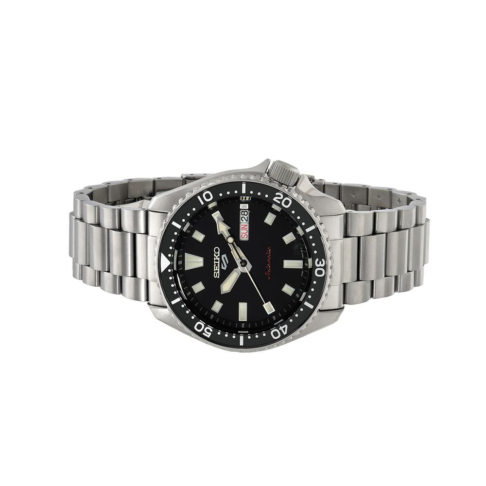 Seiko Silver Black Stainless Steel Men’s Sports Watch