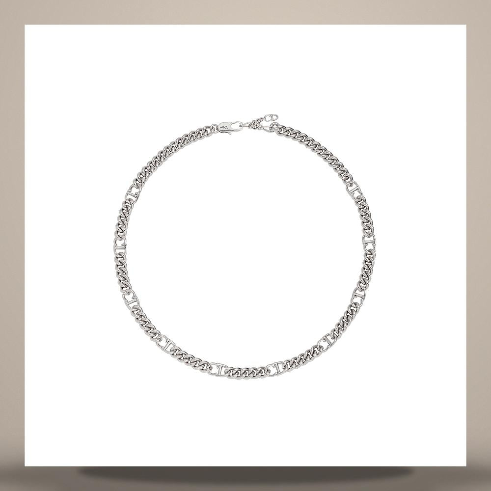 DIOR CD Icon Slim Chain Link Necklace Silver-Tone Brass N3607HOMMT D000