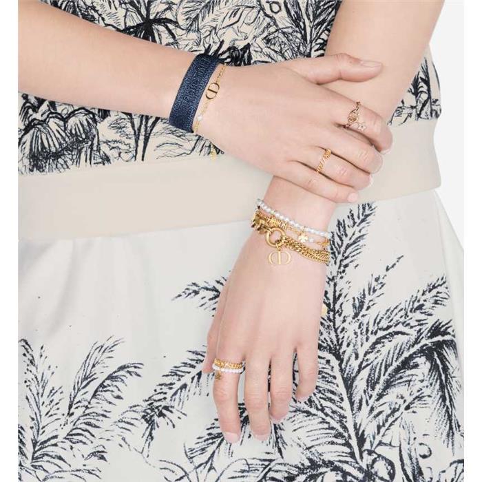 DIOR Gold-Tone Crystal Petit CD Bracelet B1310PTCRS D301
