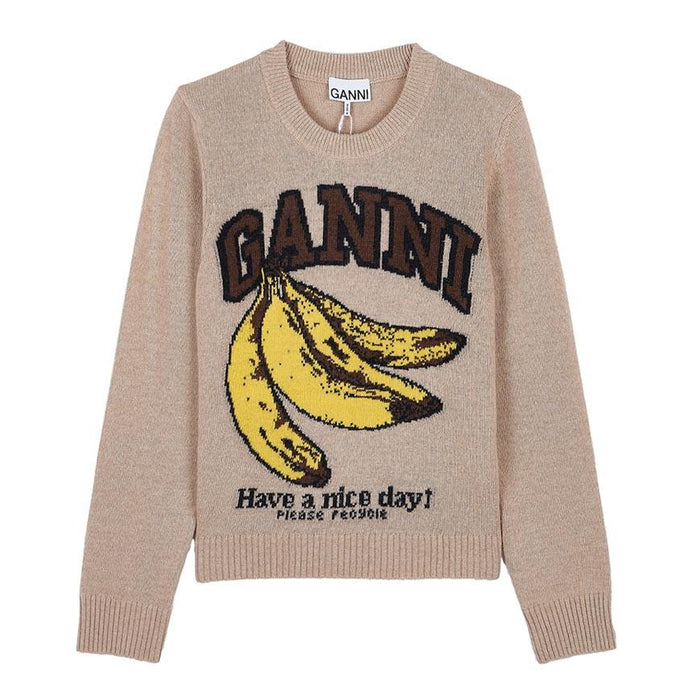 GANNI Women’s Graphic Wool Crewneck Sweater