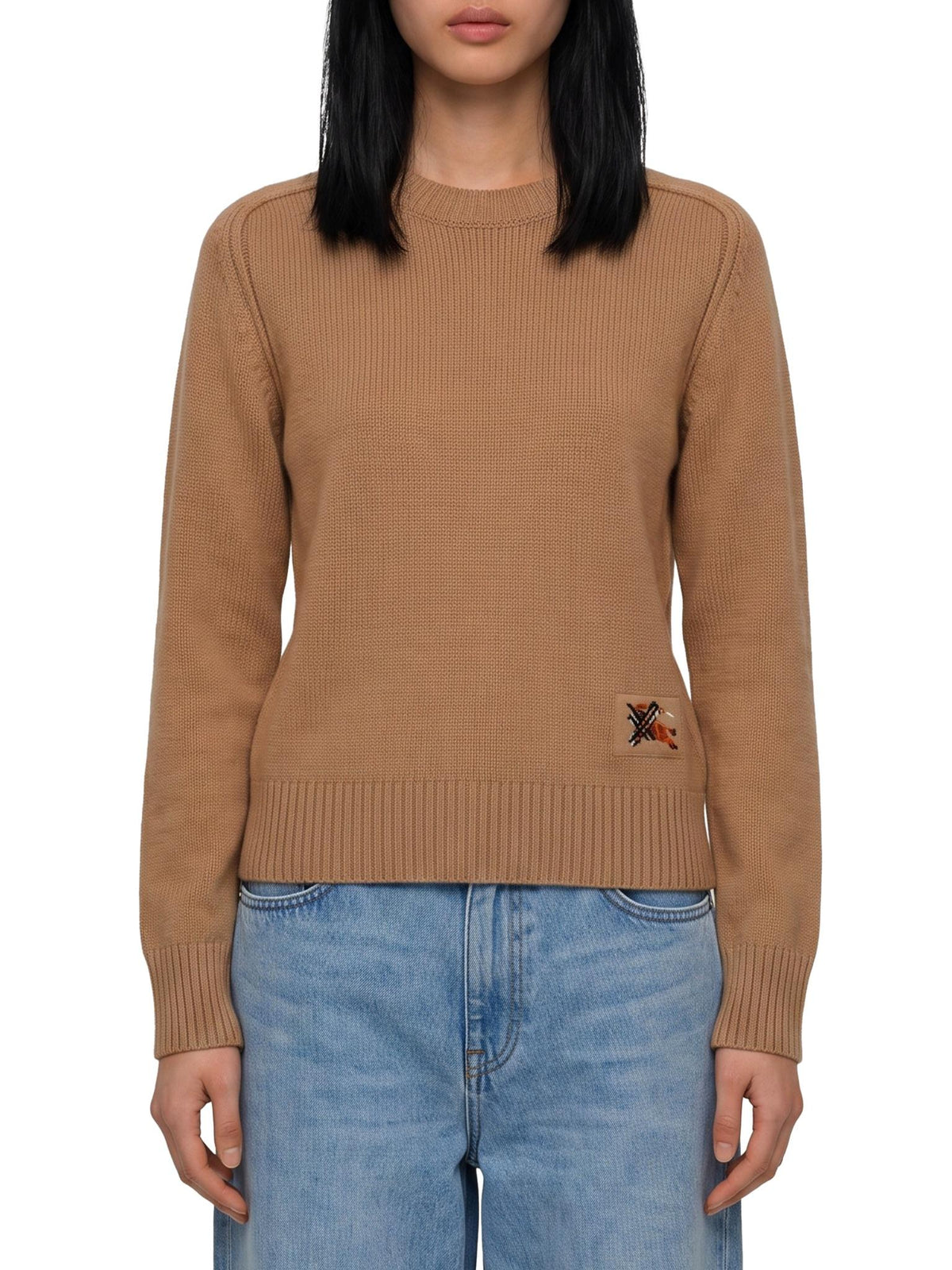 BURBERRY Black Wool Round Neck Knit Sweater