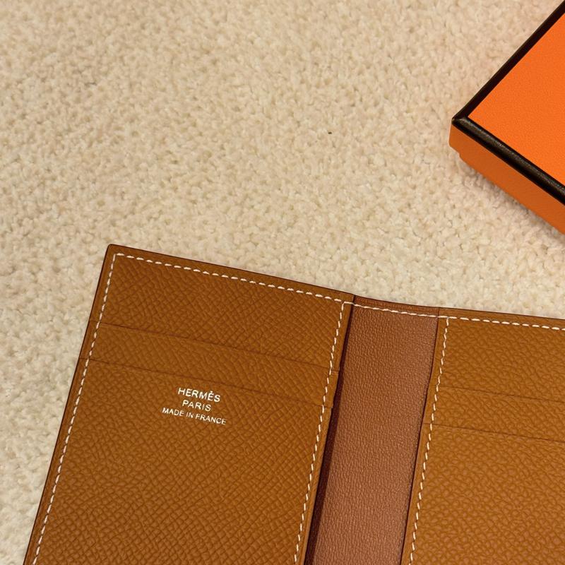 HERMES Epsom Leather Euclide MC2 Card Holder Wallet Gold Brown Unisex