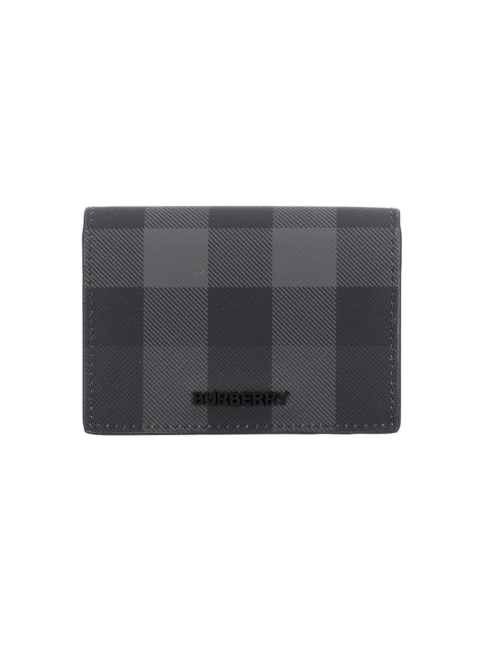 BURBERRY Black Leather Card Holder Wallet for Men