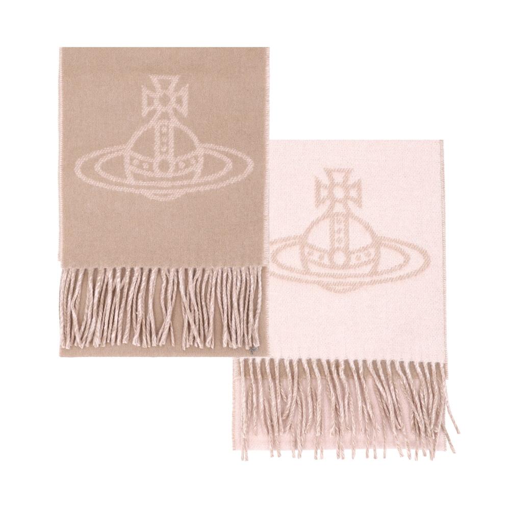 Vivienne Westwood ORB Logo Double-Face Wool Fringe Scarf