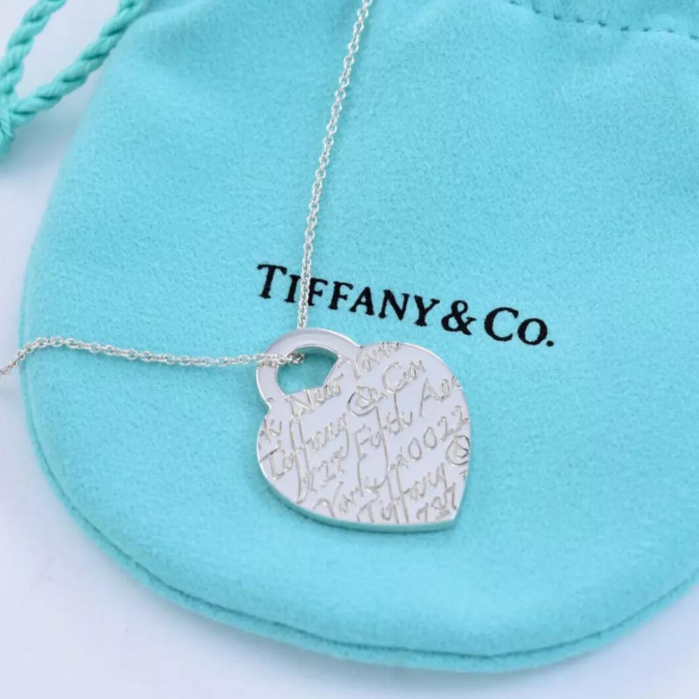 Tiffany & Co 925 Sterling Silver I Love You Note Pendant Necklace
