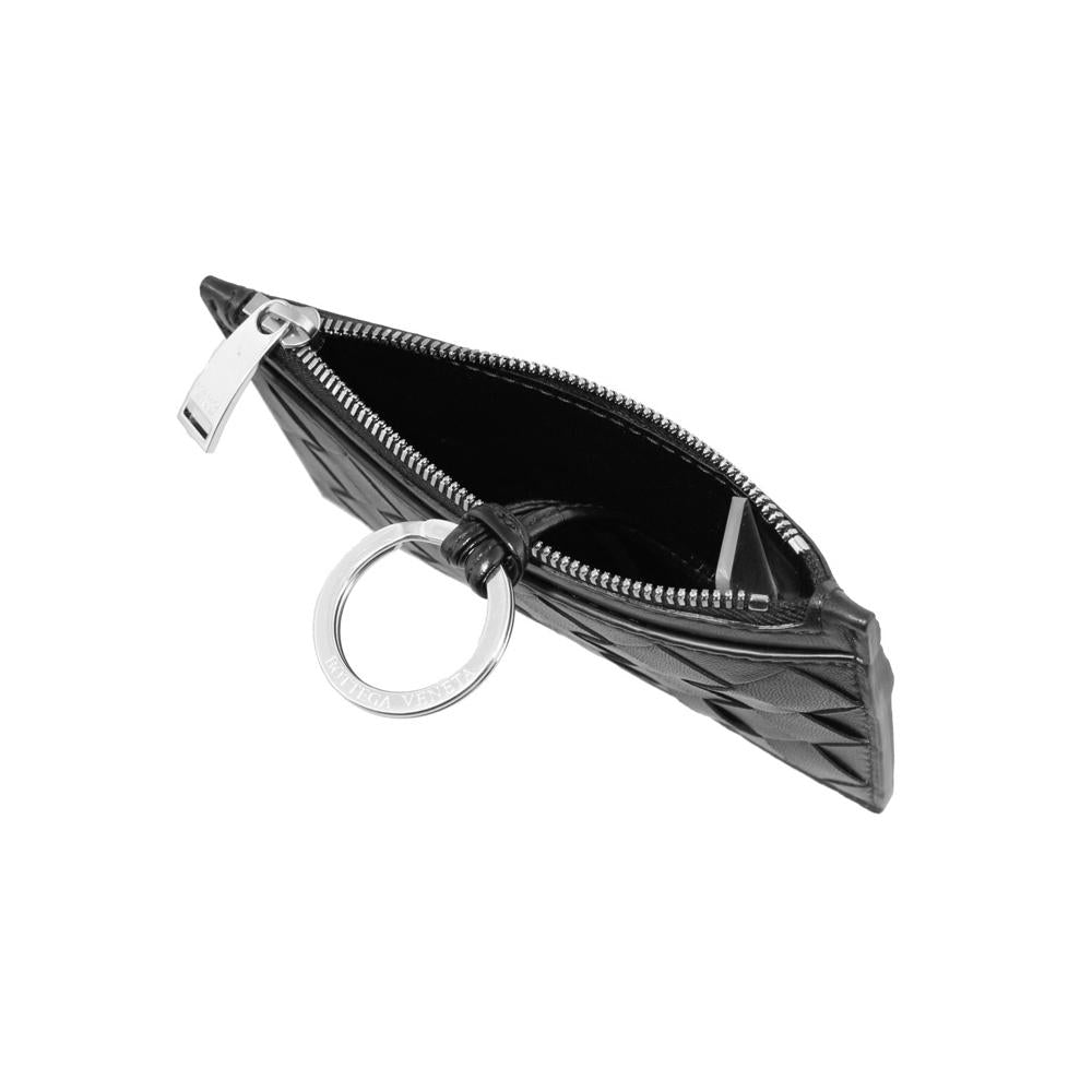 Bottega Veneta Intrecciato Leather Keyring Card Holder Wallet Navy