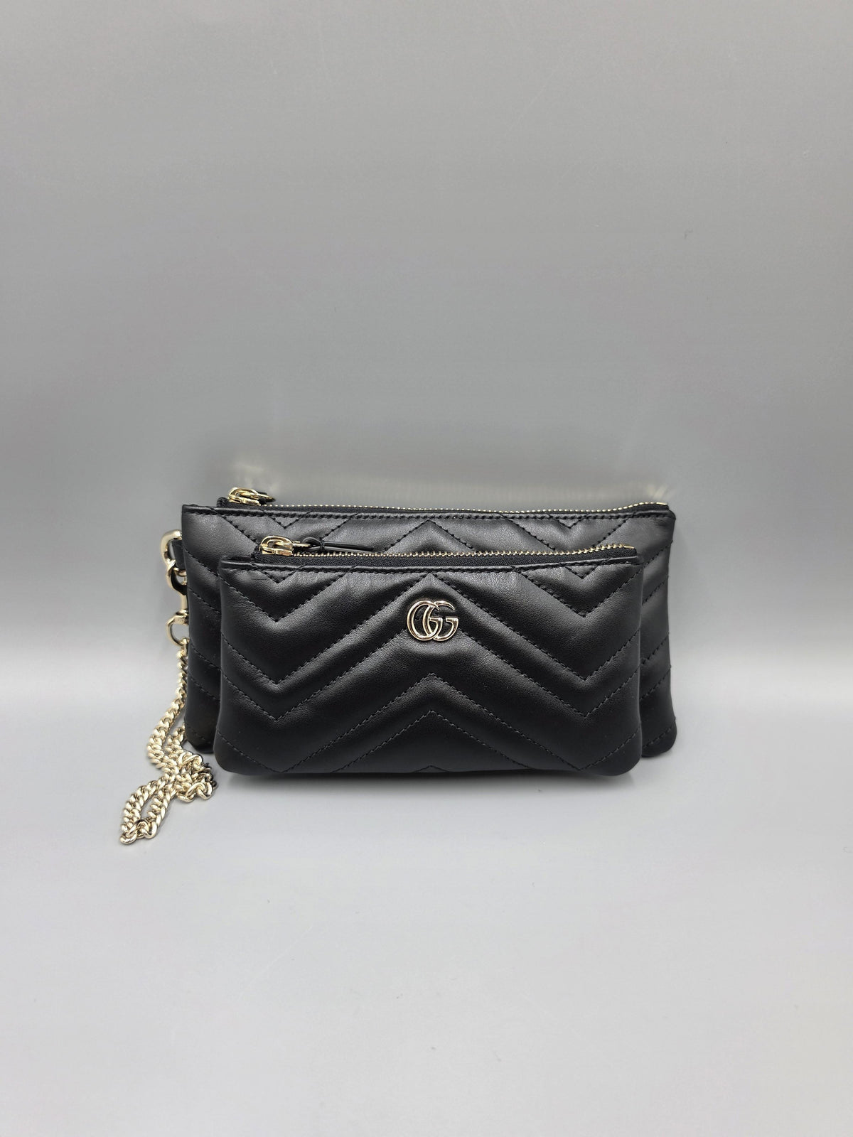 GUCCI GG Marmont Small Chain Clutch Pouch Black Crossbody Bag