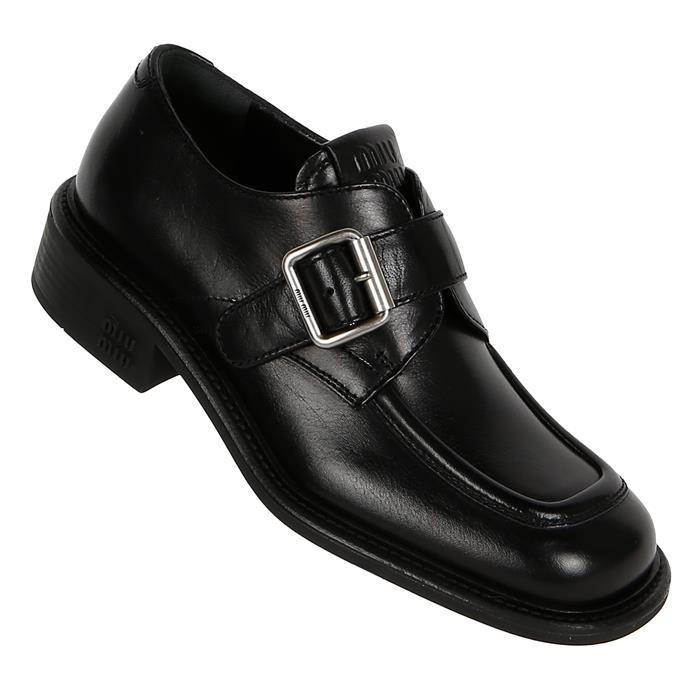 Miu Miu Black Leather Brogue Derby Shoes