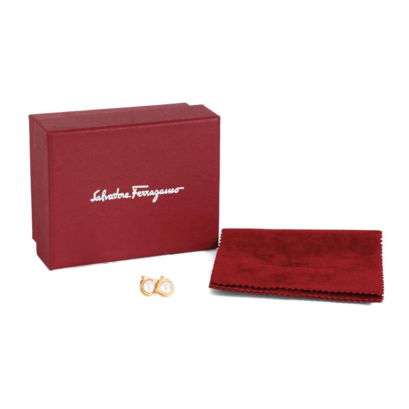 Ferragamo Gold-Tone Logo Stud Earrings for Women 76 0121 0696454