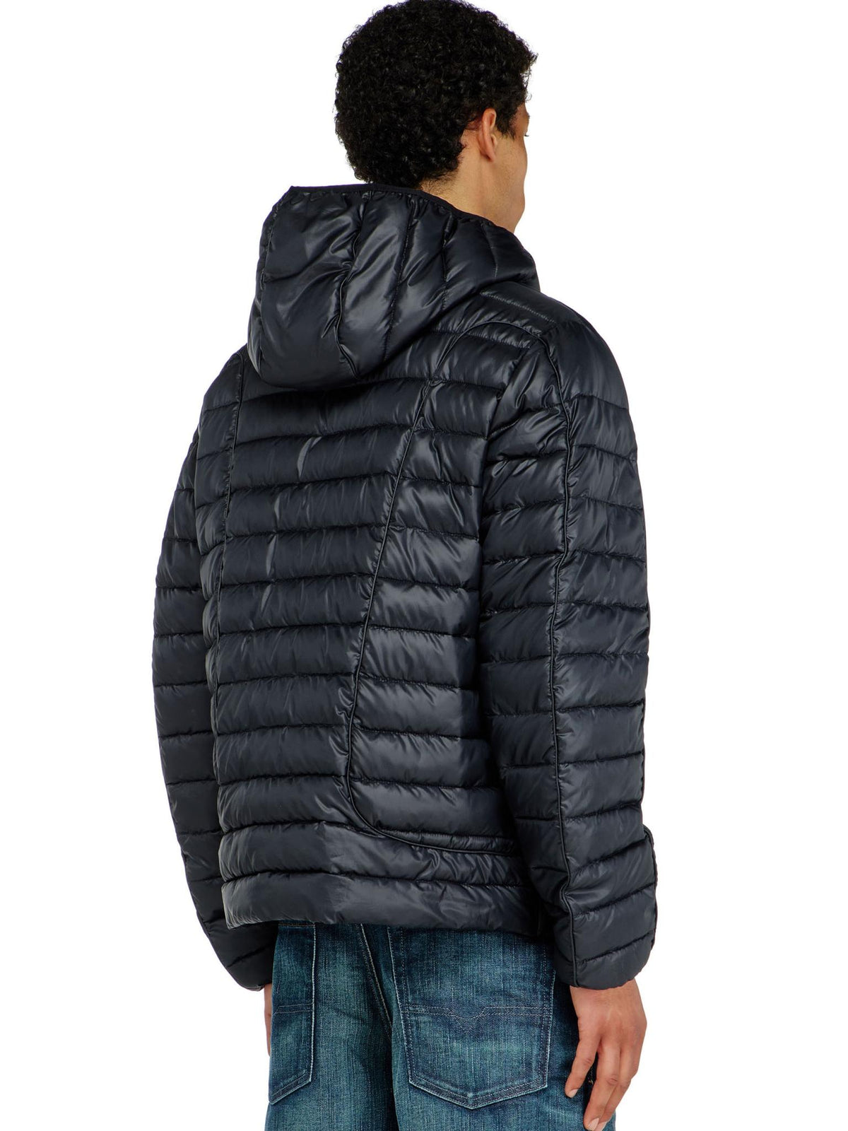 DIESEL Black Down Puffer Jacket for Men