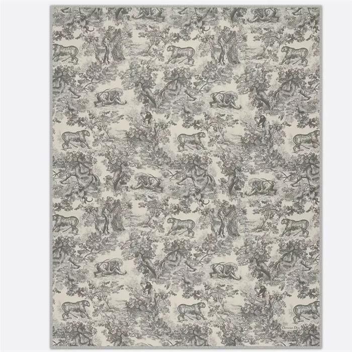 DIOR Toile de Jouy Sauvage Wool Scarf Navy