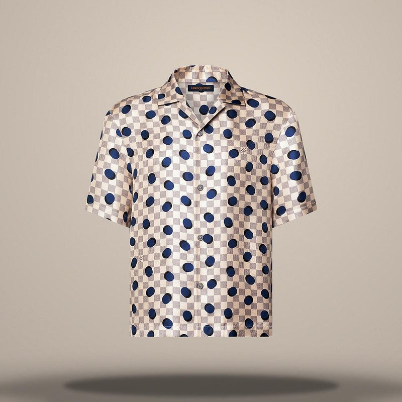 Louis Vuitton Damier Silk Short Sleeve Regular Fit Blouse