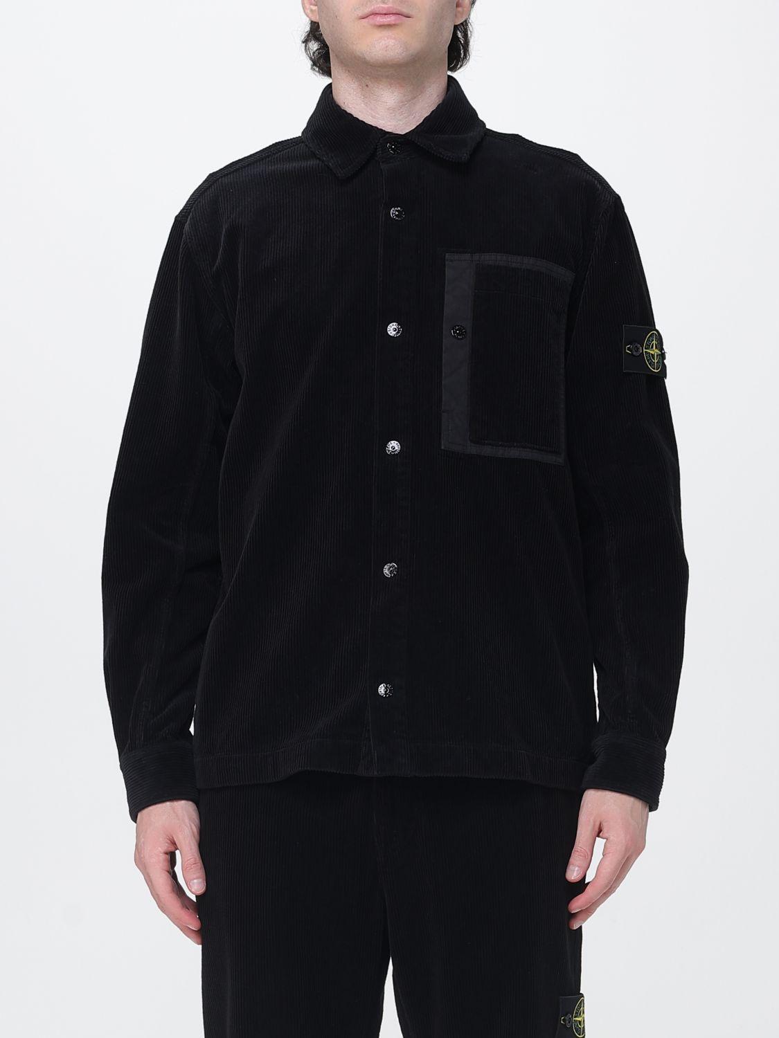 STONE ISLAND Black Cotton Long Sleeve Shirt