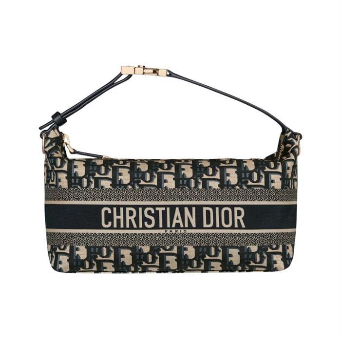 DIOR Travel Nomad Medium Pouch Shoulder Bag Navy Canvas S5554OTZN M928