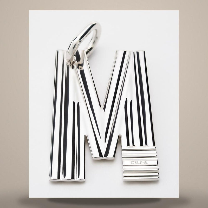 CELINE Alphabet Charm M Letter Rhodium-Finish Brass Silver Keyrin B10FB4V69 36SI