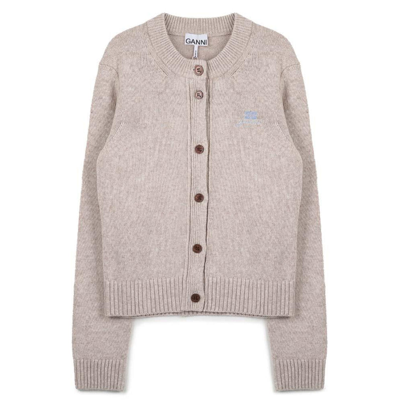 GANNI Beige Wool-Blend Cardigan K2594 934